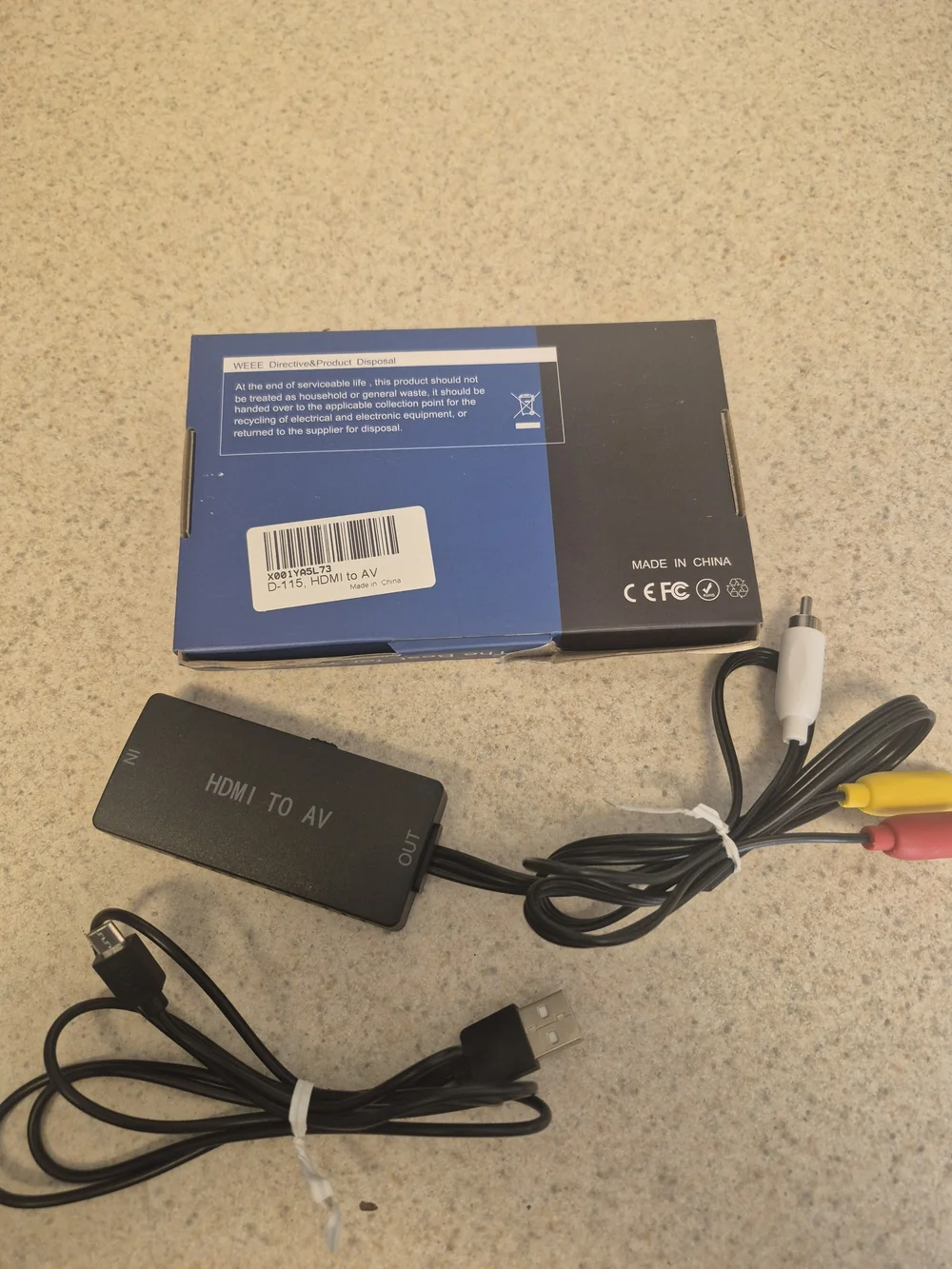 HDMI to AV Converter with RCA Cables and USB Power